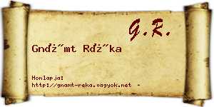 Gnámt Réka névjegykártya